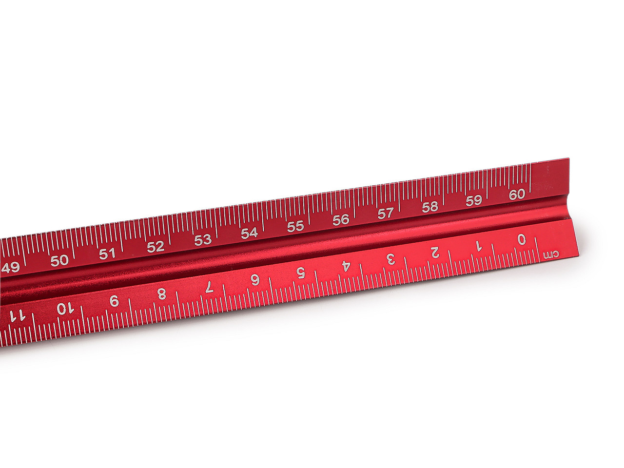 Trojhranné hliníkové pravítko délka 60 cm, střední, červená