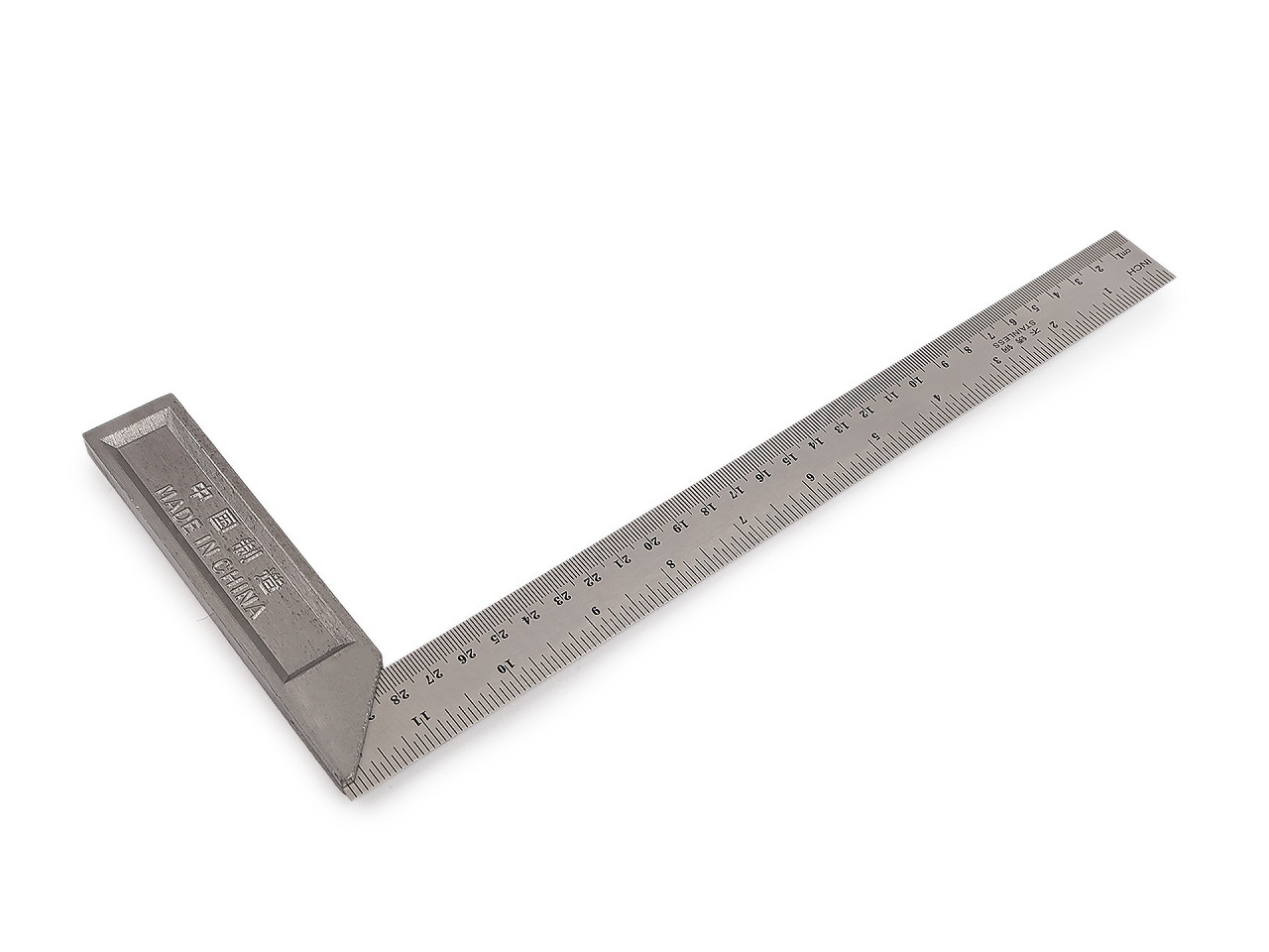Kovové pravítko / úhelník délka 30 cm, střední, barva nikl