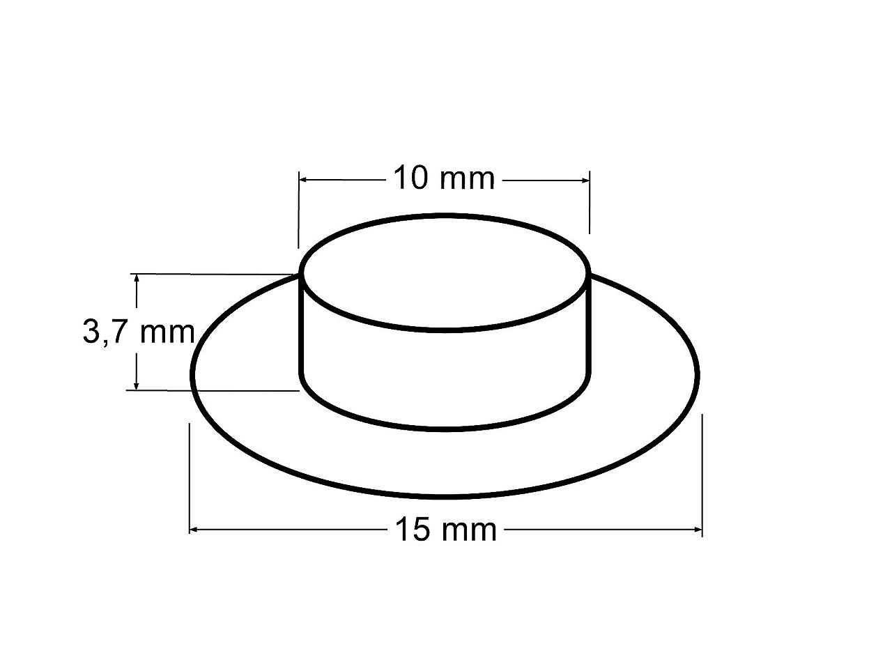 Průchodky s podložkou vnitřní Ø10 mm / vnější Ø15 mm, střední, 1 bílá