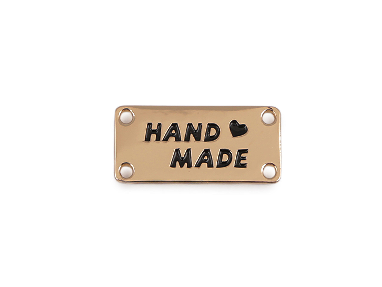 Kovový štítek k našití Handmade, velké, 1 barva nikl