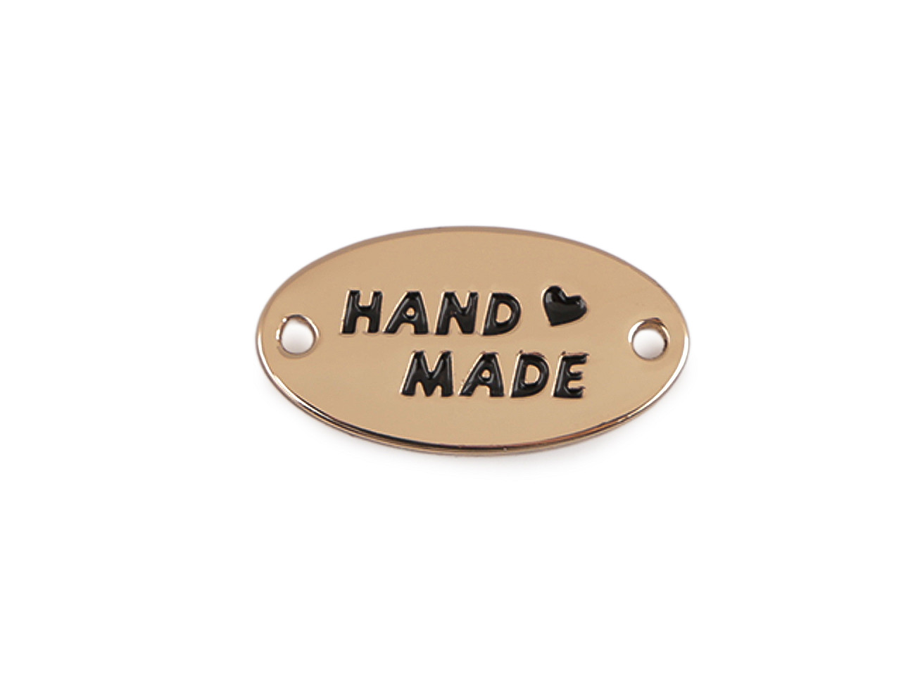 Kovový štítek k našití Handmade, velké, 1 barva nikl