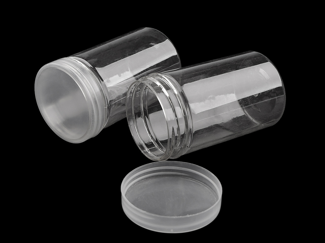 Plastová tuba se šroubovacím víkem Ø5,6 cm, střední, transparent