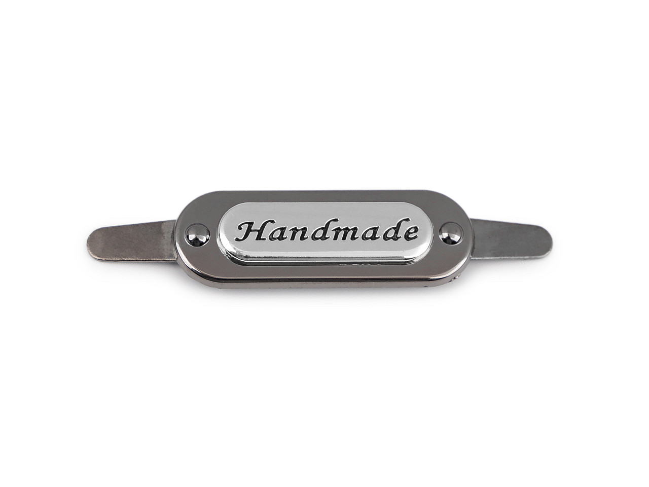 Kovový štítek / cedulka Handmade, velké, 2 růžové zlato
