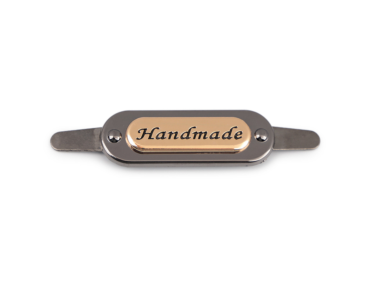 Kovový štítek / cedulka Handmade, malé, 1 barva nikl