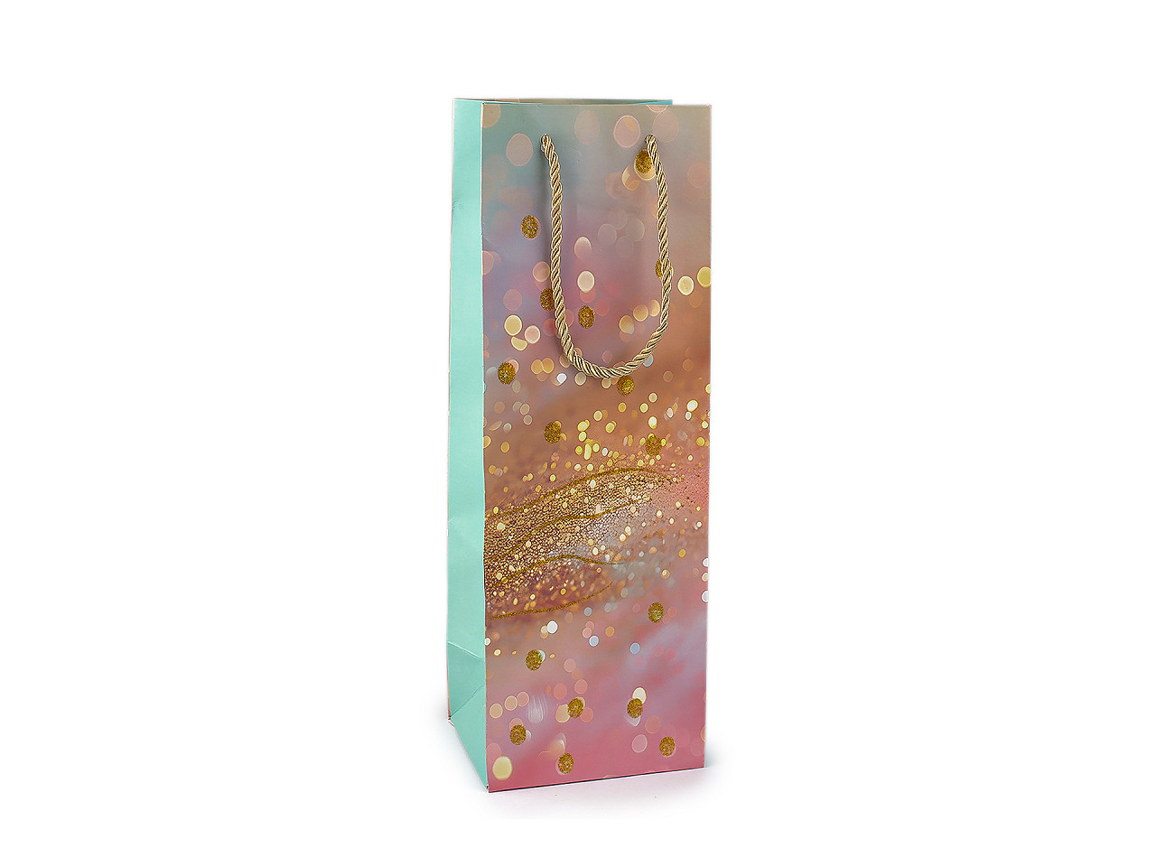 Dárková taška na láhev 12x35 cm, střední, 3 růžová střední