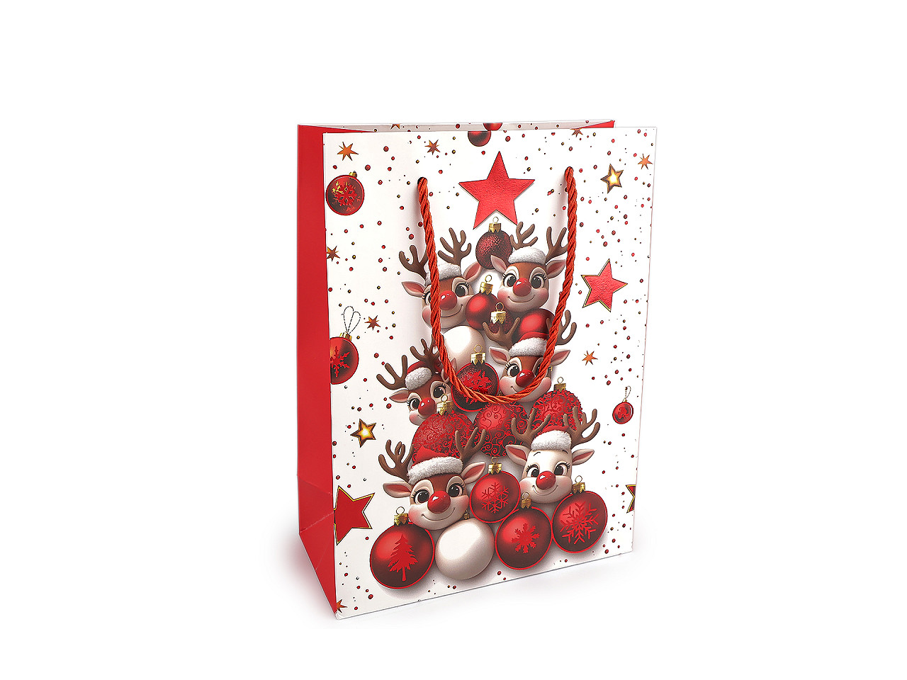 Vánoční dárková taška 18x24 cm, střední, 4 bílá Santa