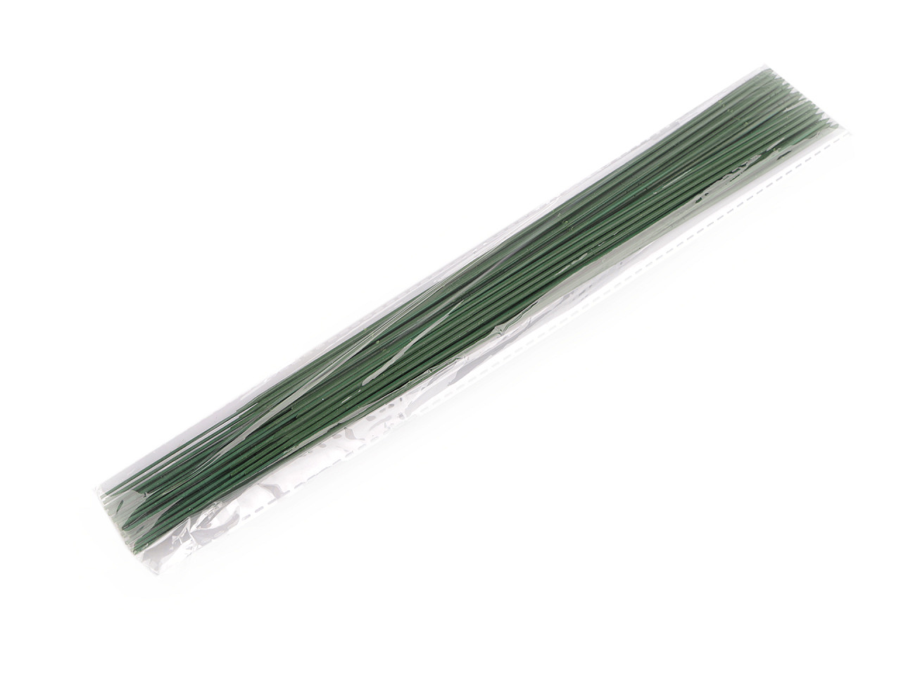 Floristický plastový stonek / drát délka 30 cm, střední, zelená