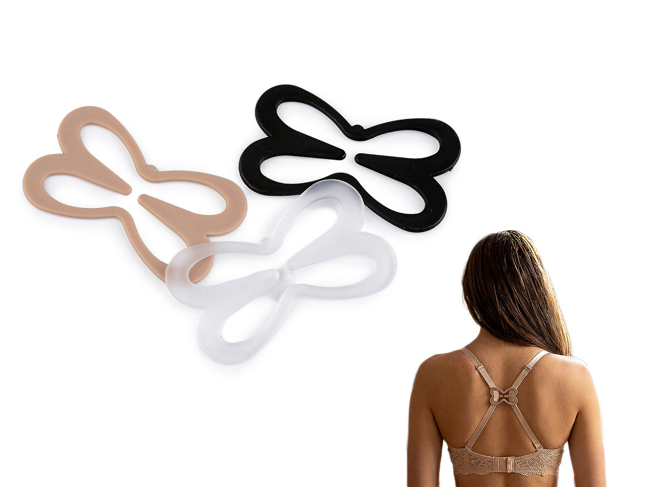 Spona / pomůcka na skrytí ramínek podprsenky, malé, 1 transparent