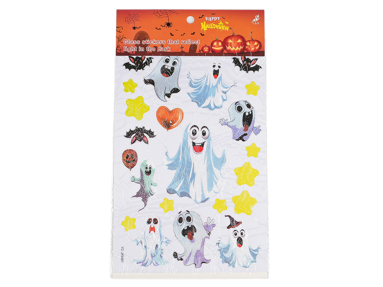 Samolepicí fólie Halloween, střední, 1 multikolor duch
