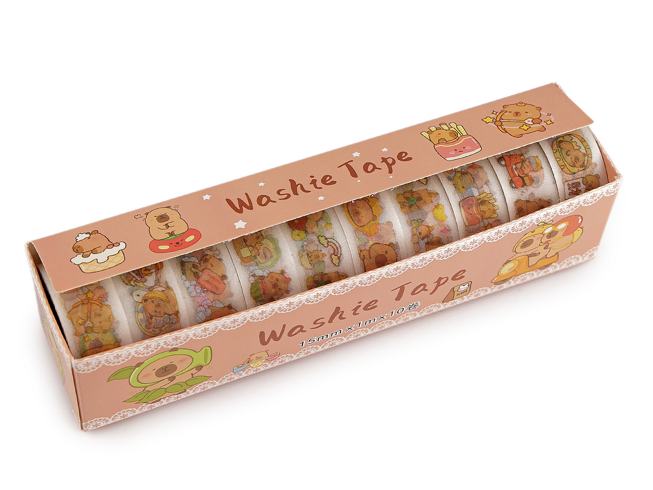 Washi ozdobná lepicí páska dětské motivy sada, malé, 3 mix holčička