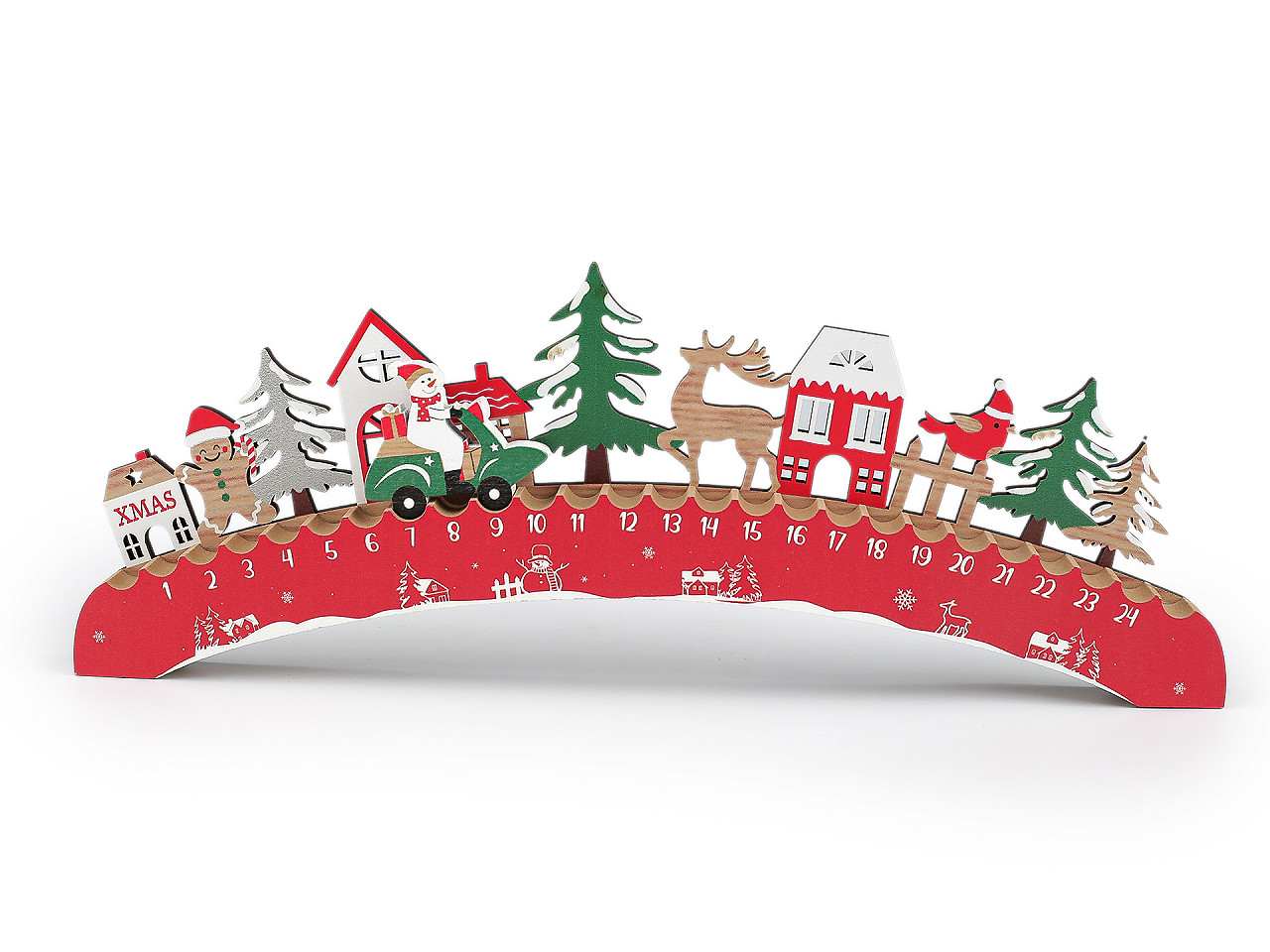 Dřevěný adventní kalendář, střední, 1 zelená tmavá