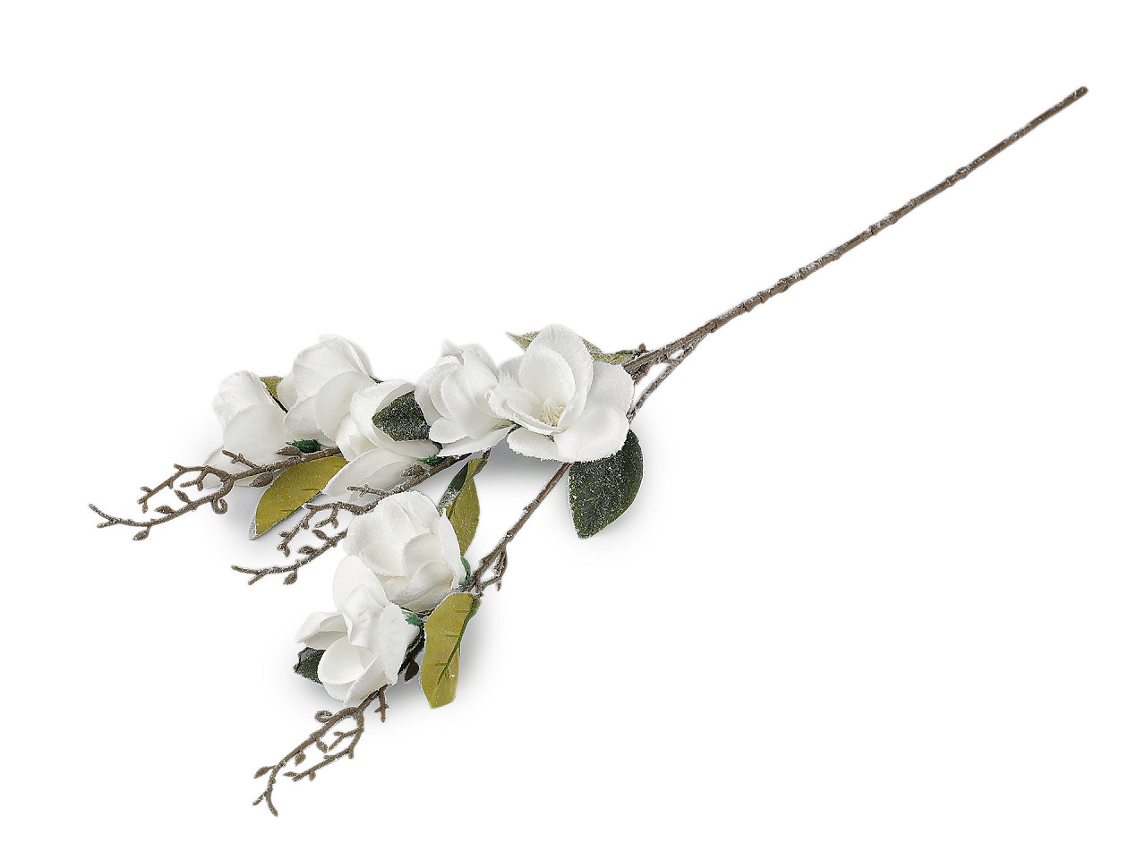 Umělá magnolie ojíněná, střední, 2 pudrovo-lososová