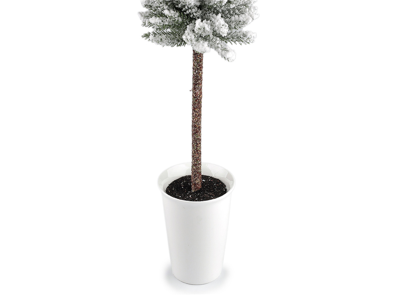 Stromeček v květináči zasněžený, střední, 1 (54 cm) zelená