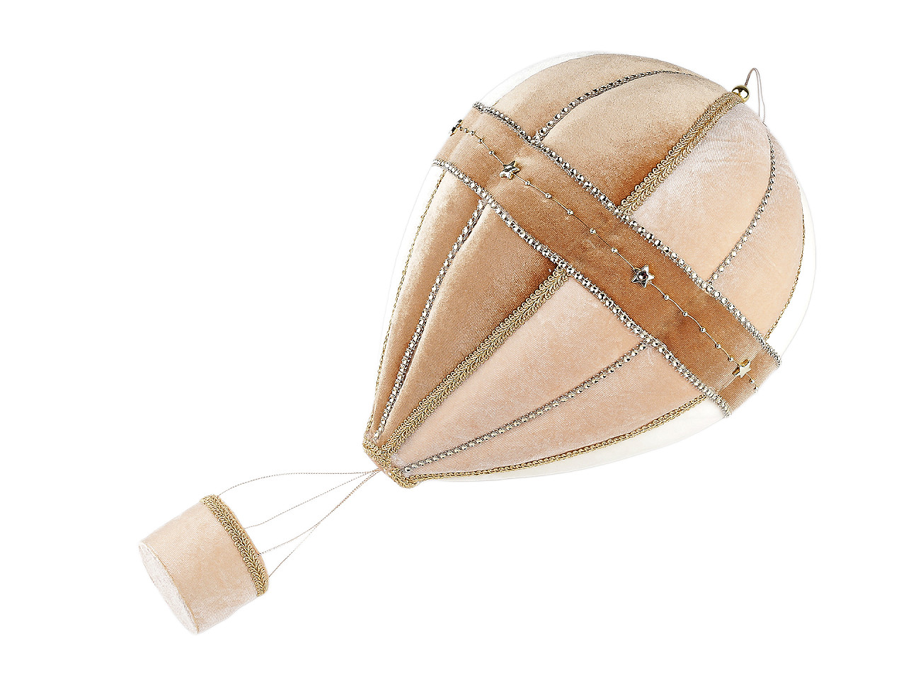 Dekorace sametový létající balón, střední, béžová
