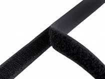 Bandă arici, complet (puf + scai), negru, 16 mm