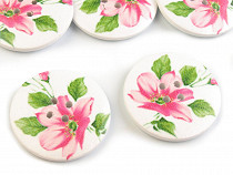 Wooden Button with Flowers size 60