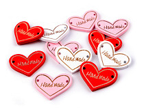 Wooden Tag / Heart Decoration, with "Handmade" sign 23x30 mm