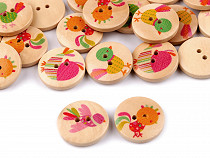 Wooden Decorative Button, Bird mix