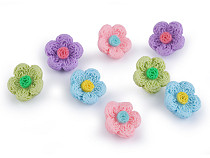 Bouton 3D Imitation fleur en crochet, taille 28