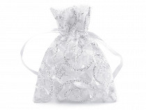 Sacchetto regalo, in organza, dimensioni: 6,5 x 9 cm, con glitter