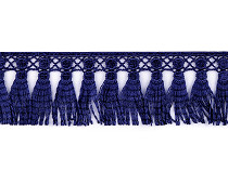 Guipure en dentelle polyester avec pompons et franges, largeur 45 mm