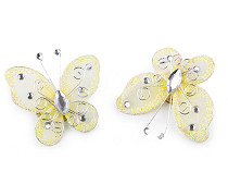 Fluture decorativ cu strasuri / brosa, 5x5,5 cm