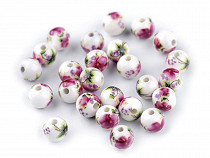 Perline in porcellana, motivo: floreale, Ø 8 mm