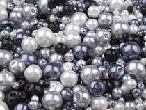 Perles rondes en verre imitation perles, mélange de tailles et de couleurs, Ø 4-12 mm