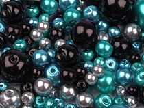 Perles rondes en verre imitation perles, mélange de tailles et de couleurs, Ø 4-12 mm