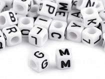 Plastic Beads Cube 6 mm with Letters