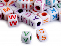 Mărgele cubice, litere alfabet mix, 6 mm