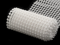 Acrylic Pearl Mesh Ribbon / Plastic Bead Pearl Trimming, width 50 mm