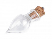 Glass Drop Pendant / Mini Wishing Bottle with Cork Stopper 13x37 mm