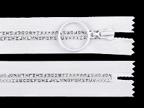 Plastic / Vislon Zipper with letters 5 mm length 16 cm