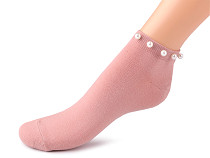 Dámske bavlnené ponožky členkové s perlami