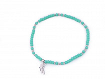 Bracelet en perles de rocaille avec breloque en acier inoxydable - Plume