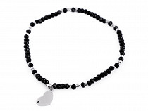 Bracelet avec perles en acier inoxydable - Coeur