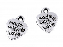 Metal Charm Made with Love 10x12 mm