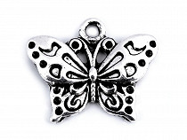 Breloque métallique Papillon, 16 x 20 mm