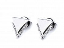 Stainless Steel Earring Hoops, Triangles with Rhinestones