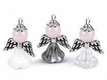 Angel Good Luck Charm with mineral bead - inscription in czech, slovak or english