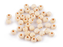 Perles en bois non peintes, Ø 12 mm