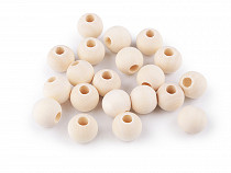 Perles en bois non peintes, Ø 18 mm