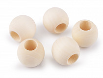 Perles en bois non peintes, Ø 25 mm