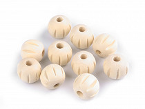 Unpainted grooved wooden beads Ø20 mm