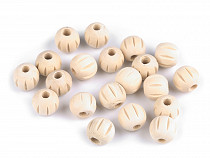 Unpainted grooved wooden beads Ø16 mm
