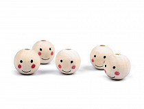Wooden Beads with Face Ø25 mm