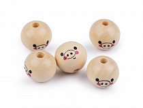 Wooden Beads with a Pig Face Ø20 mm