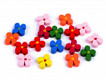 Perles Fleurs en bois, assortiment de couleurs, Ø 15 mm