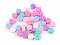 Plastic flat Beads with Letters Ø9 mm